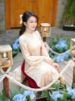 Áo dài nhung truyền thống khuy hoa sang trọng DHD06