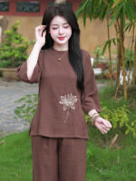 bộ đồ lam nữ đũi vân mây quanaodichua (1)