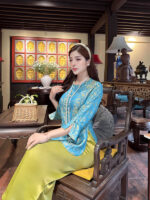 Bộ cách tân nữ lụa tằm lông công quanaodichua (1)