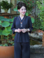 Bộ cách tân nữ lụa nhuyễn truyền thống HTN02