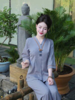 Bộ cách tân nữ lụa nhuyễn truyền thống HTN03
