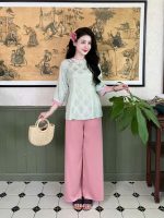 Bộ cách tân nữ lụa gấm hoạ tiết chữ thọ HTT01 - Hình ảnh 3