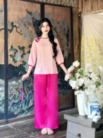 bộ đồ lam nữ lụa gấm nơ nhung quanaodichua (3)