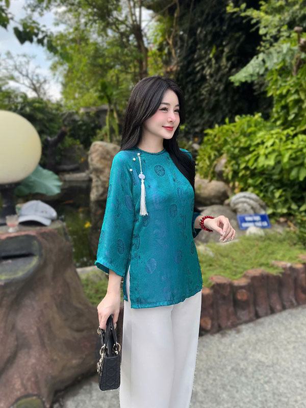 bộ jphaps phục nữ lụa tằm quanaodichua (8) Bộ pháp phục nữ lụa tằm phượng đằng HDP01 - Hình ảnh 1