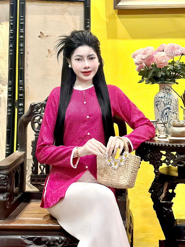 bộ bà ba cách tân nữ lụa gấm quanaodichua (3) Bộ bà ba cách tân nữ lụa gấm hoa trà DHB03 - Hình ảnh 1