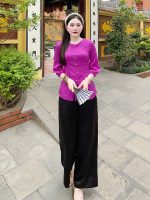 Bộ bà ba cách tân nữ lụa gấm khuy ngọc PHB05 - Hình ảnh 4