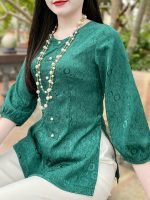 Bộ bà ba cách tân nữ lụa gấm khuy ngọc PHB02