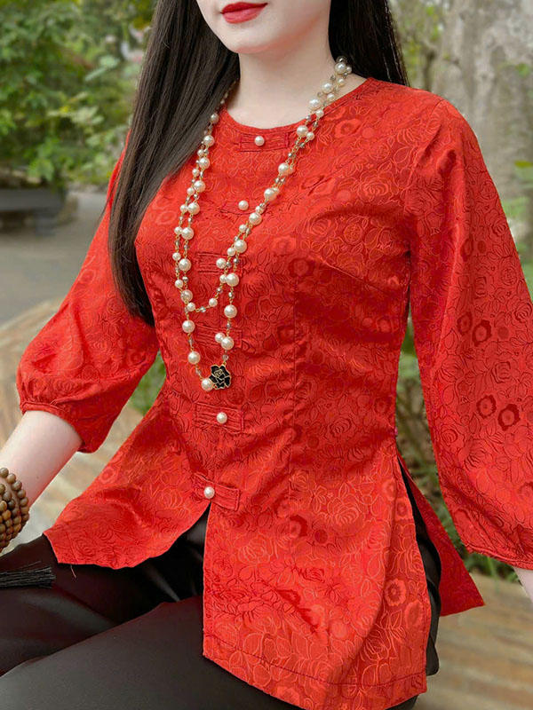bộ bà ba cách tân nữ gấm quanaodichua (18) Bộ bà ba cách tân nữ lụa gấm khuy ngọc PHB03 - Hình ảnh 1