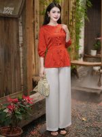 Bộ bà ba cách tân nữ lụa gấm khuy ngọc PHB03 - Hình ảnh 2
