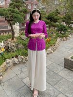 Bộ bà ba cách tân nữ lụa gấm khuy ngọc PHB05 - Hình ảnh 3
