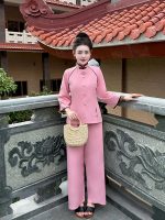 Bộ đồ lam nữ lụa tuyết thêu 3 chi tiết THT01 - Hình ảnh 2
