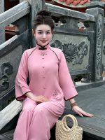 Bộ đồ lam nữ lụa tuyết thêu 3 chi tiết THT01 - Hình ảnh 4