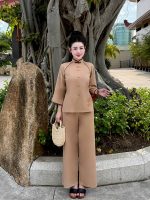 Bộ đồ lam nữ lụa tuyết thêu 3 chi tiết THT03 - Hình ảnh 4