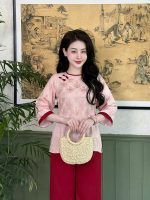 Bộ cách tân nữ lụa gấm hoạ tiết chữ thọ HTT04