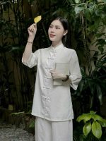 bộ đồ lam nữ đũi trơn quanaodichua (2)