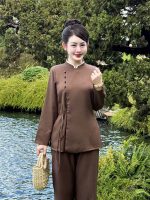Bộ phật tử nữ đũi thái cao cấp phối viền THT01 - Hình ảnh 6