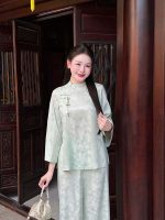 Set cách tân nữ lụa gấm pháo hoa kèm cham HTCC01 - Hình ảnh 3