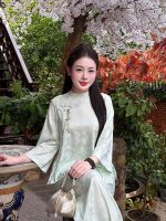 Set cách tân nữ lụa gấm pháo hoa kèm cham HTCC01